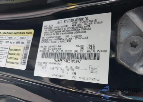 2019 Ford Mustang Ecoboost from USA, damaged, VIN 1FA6P8TH4K5195697